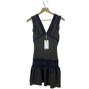 Endless Rose Women's XS Empire Waist Lace Olive Sleeveless Dress NWT IH171D